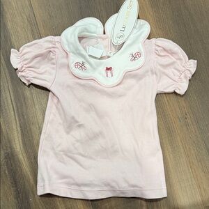 Lullaby Set Light Pink Top with Embroidered Collar 2T